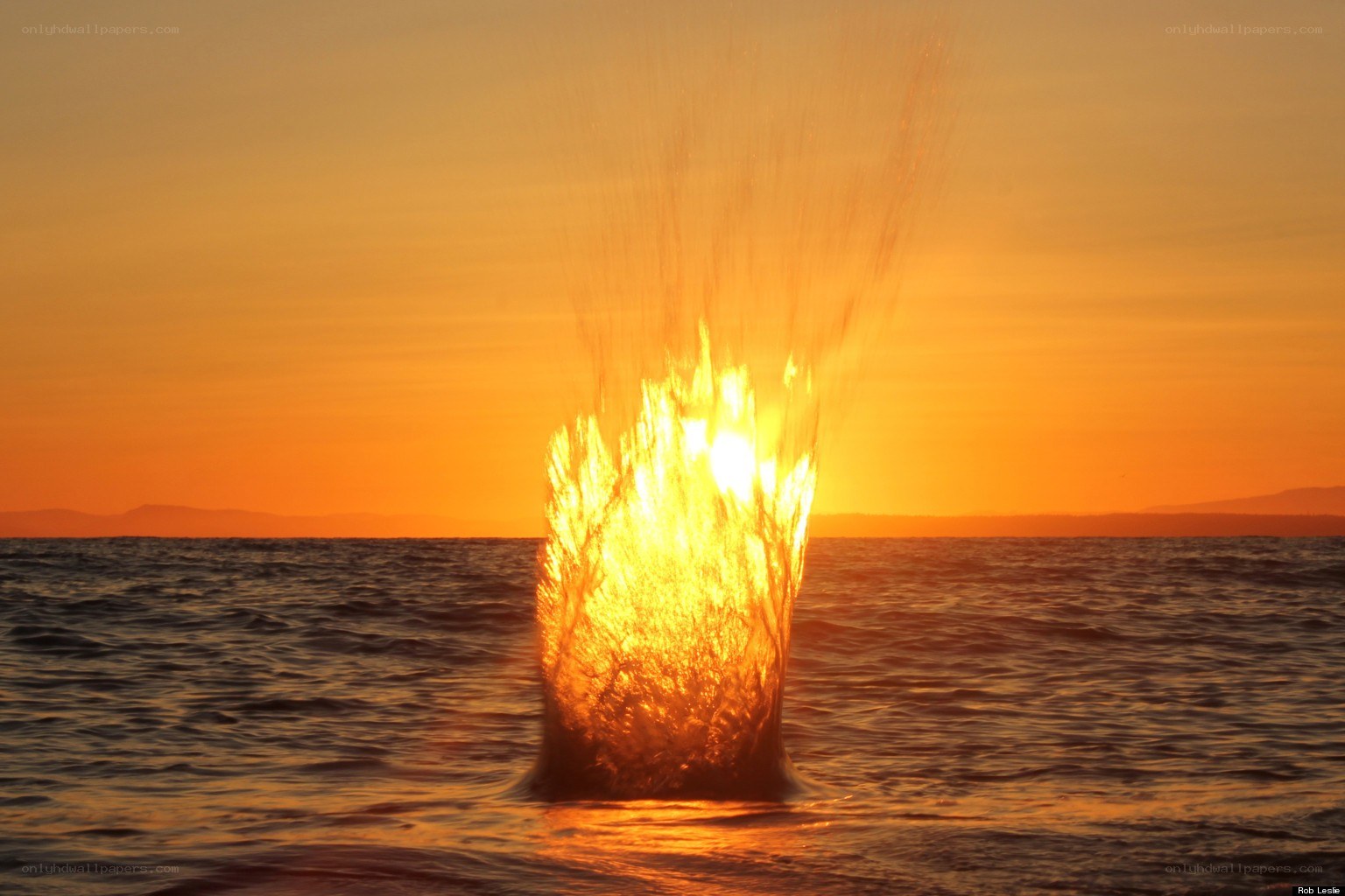Sunset water explosion