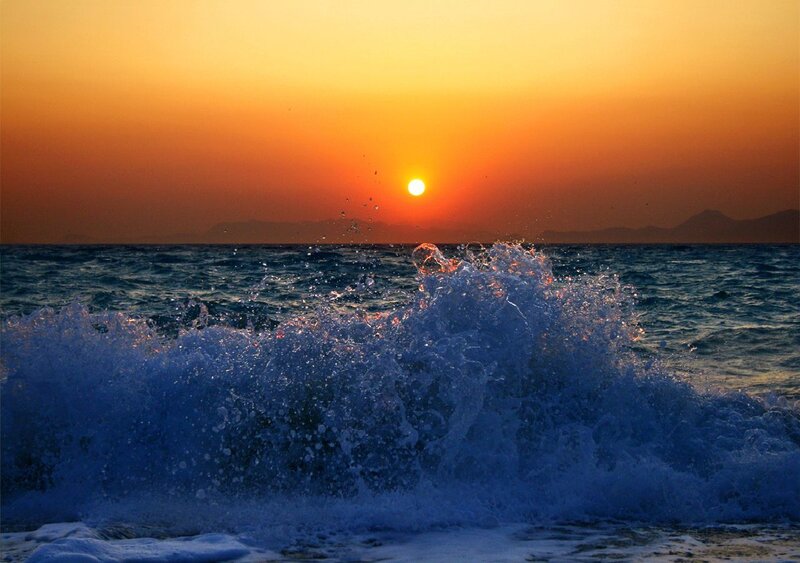 Sunset wave at the beach