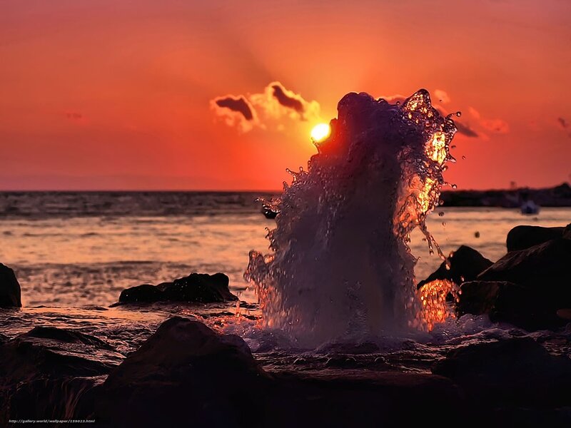 Sunset wave splash