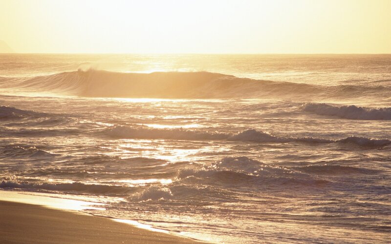 Sunset waves at the beach