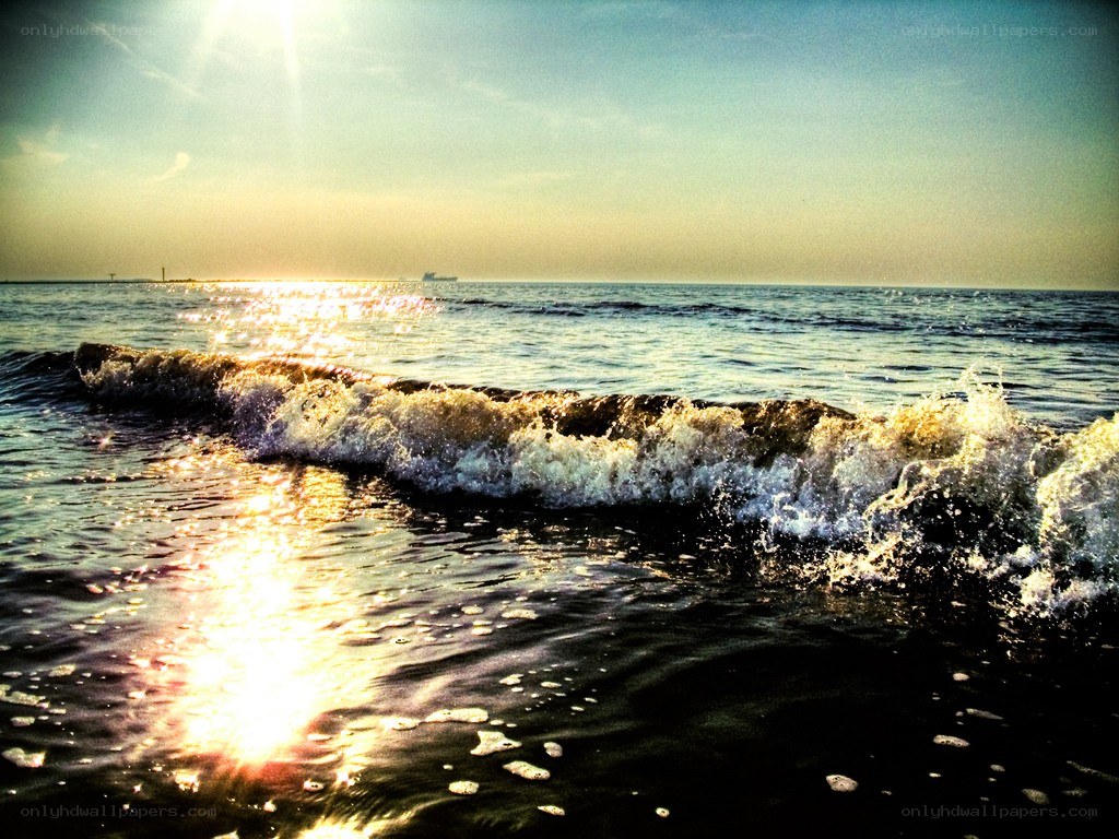 Sunset waves at the beach