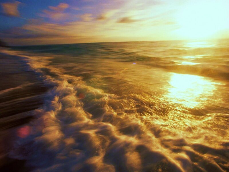 Sunset waves at the shore