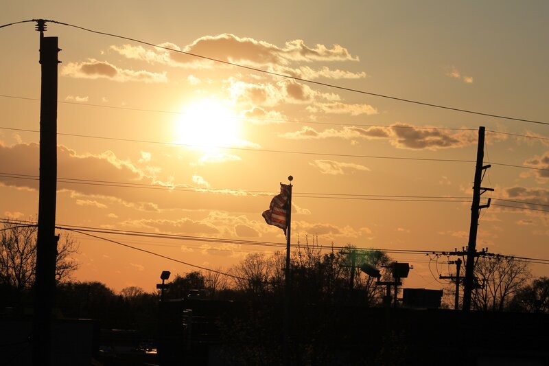 Sunset with American flag