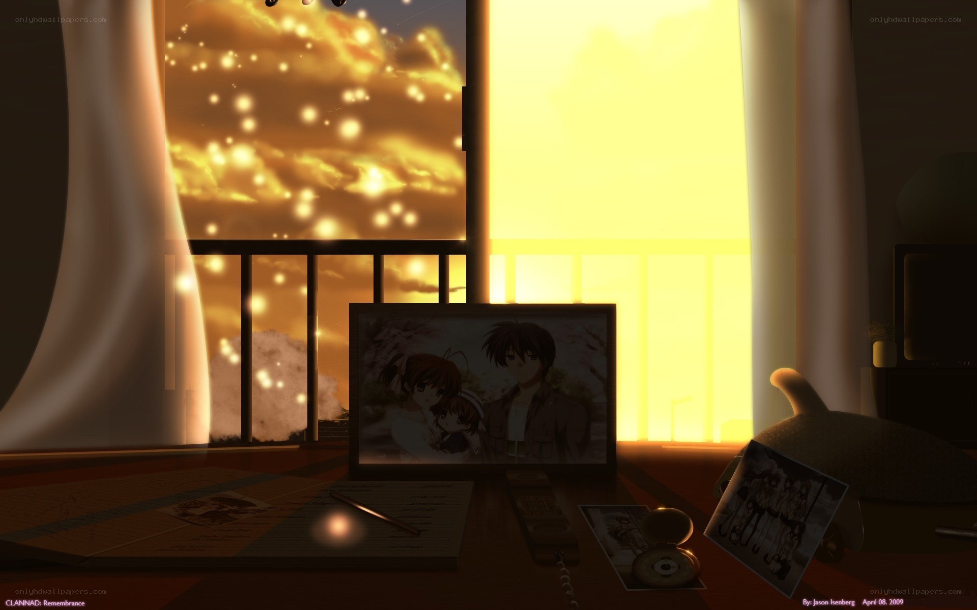 Sunset with anime photo