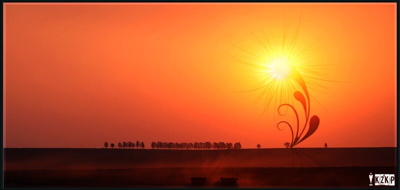 Sunset with artistic sun