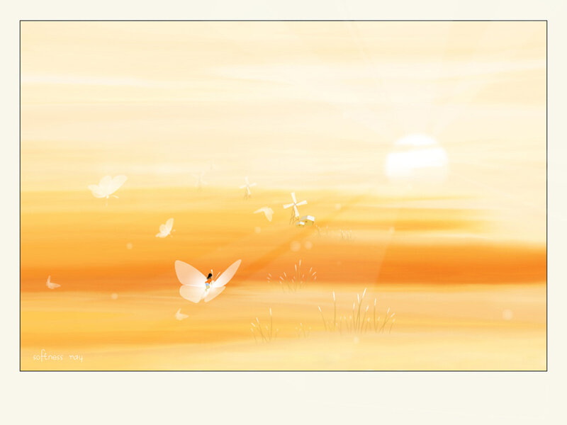 Sunset with Butterflies
