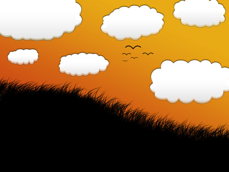 sunset with clouds and birds