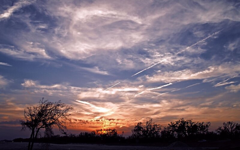Sunset with Clouds and Trees — Orange