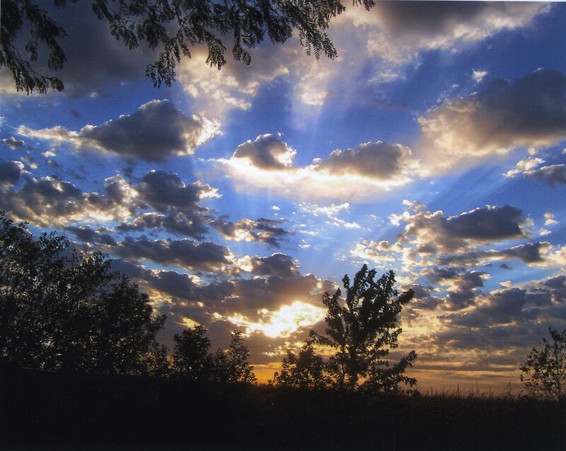 Sunset with Clouds and Trees
