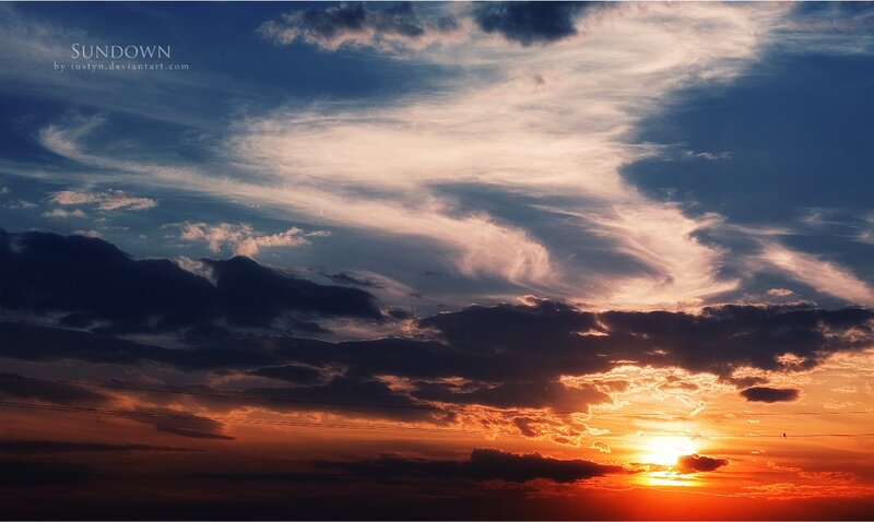 Sunset with Clouds — Orange, Dramatic, Photograph, Sun