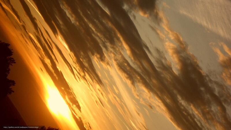 Sunset with Clouds — Orange, Dramatic, Photograph, Sun, Trees