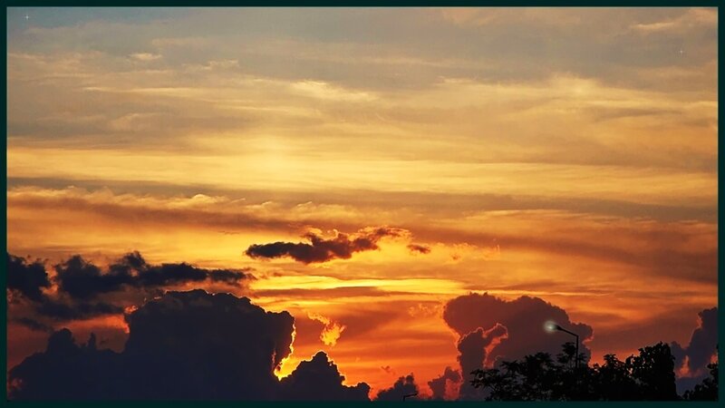 Sunset with Clouds — Orange, Dramatic, Photograph