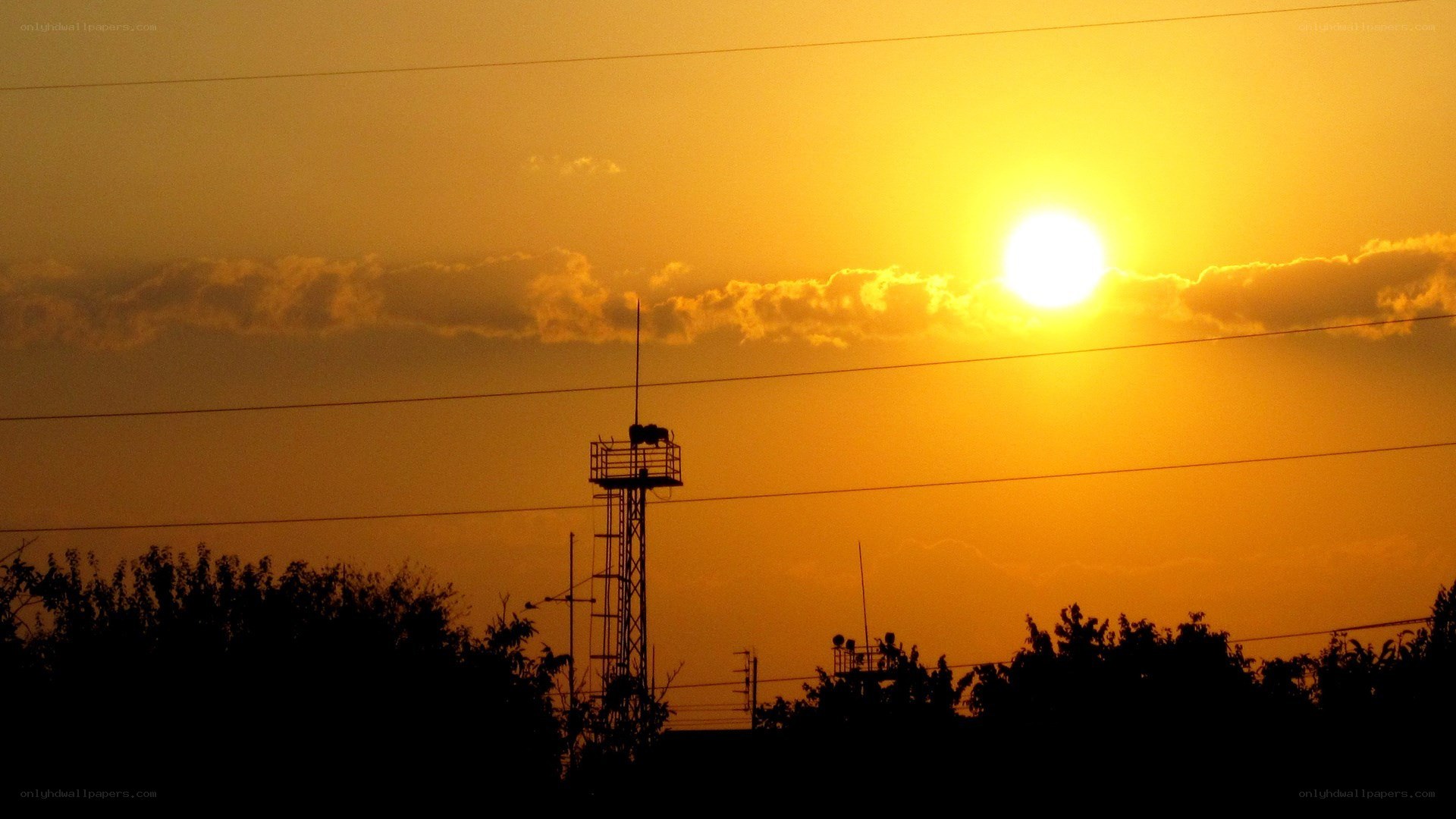 Sunset with communication tower