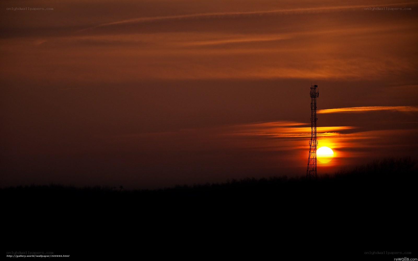 Sunset with communication tower