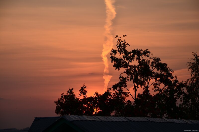 Sunset with Contrail — Orange