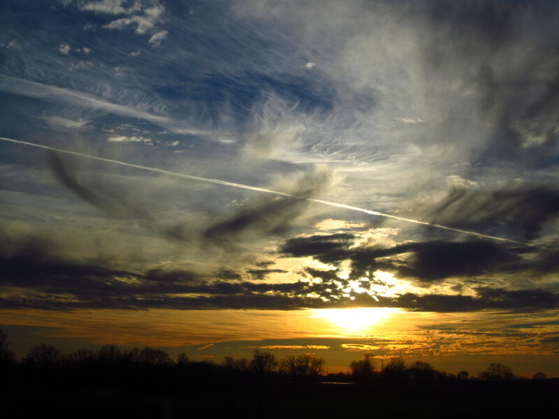 Sunset with Contrail — Yellow