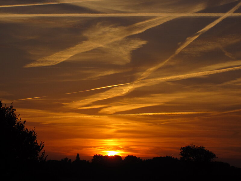 Sunset with Contrails — Orange, Dramatic