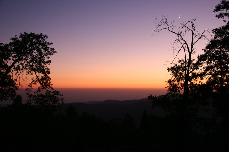 Sunset with crescent moon