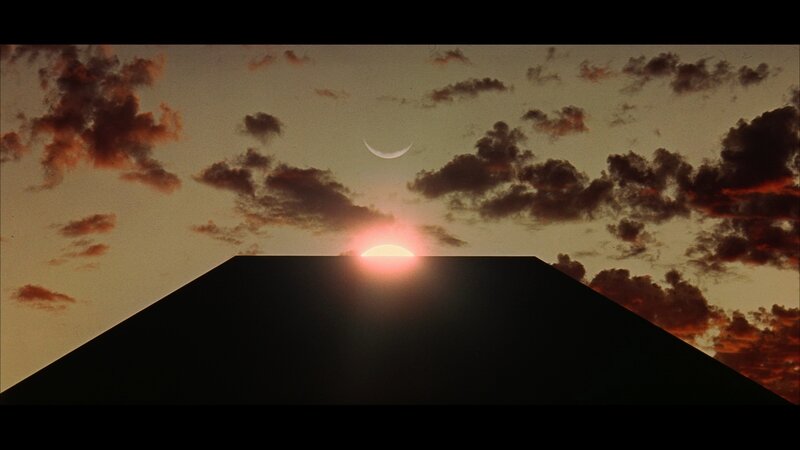 sunset with crescent moon