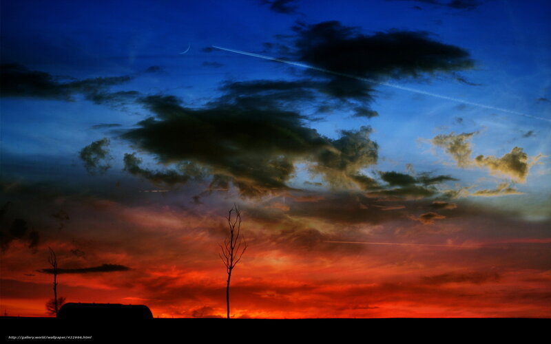 sunset with crescent moon