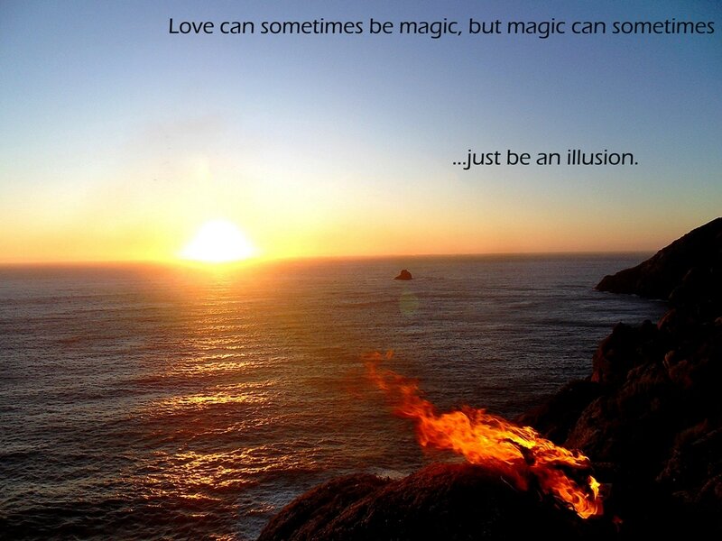 Sunset with fire on cliff