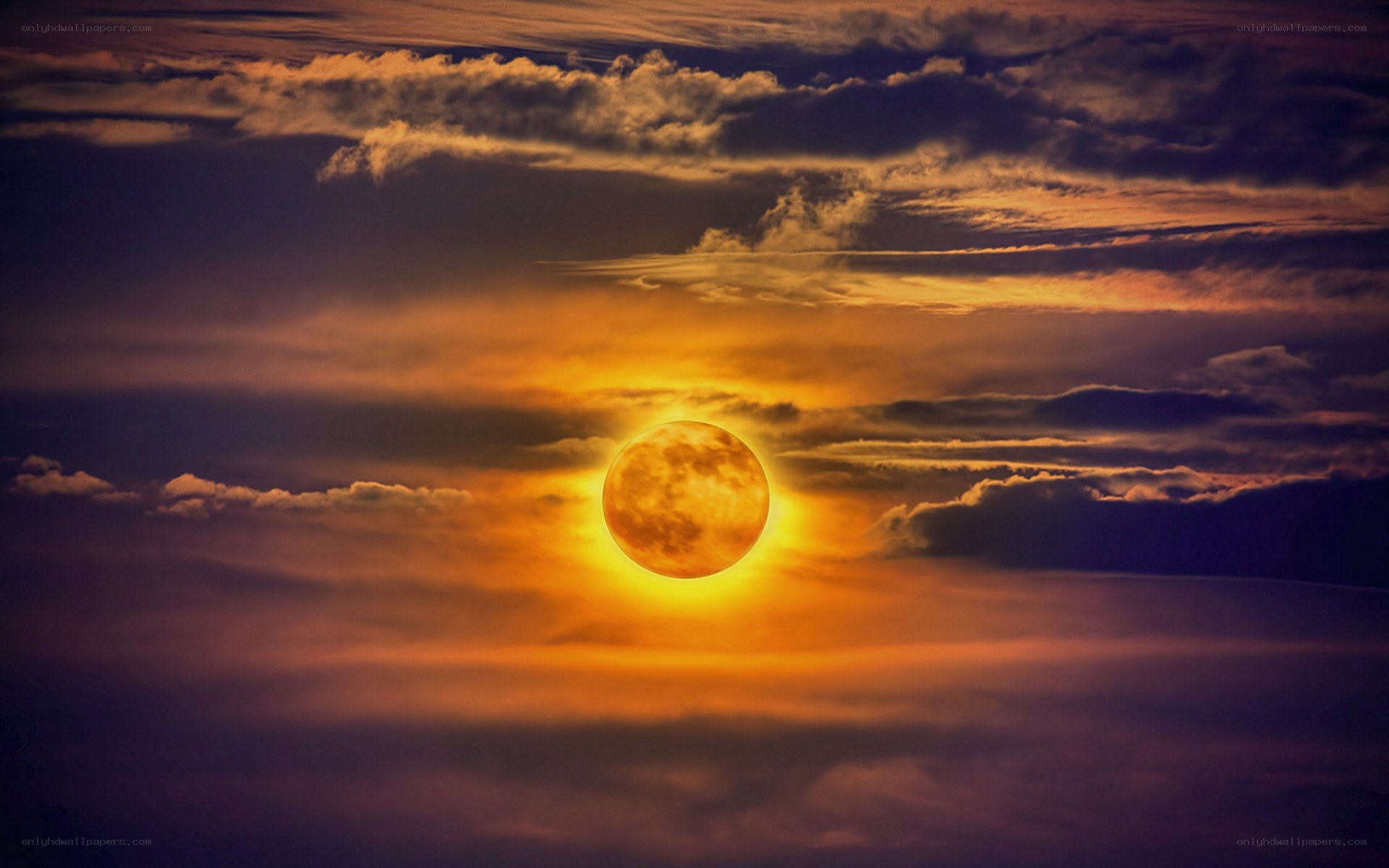 Sunset with full moon