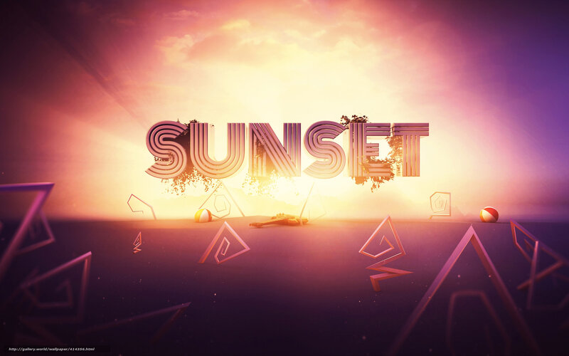 Sunset with geometric shapes