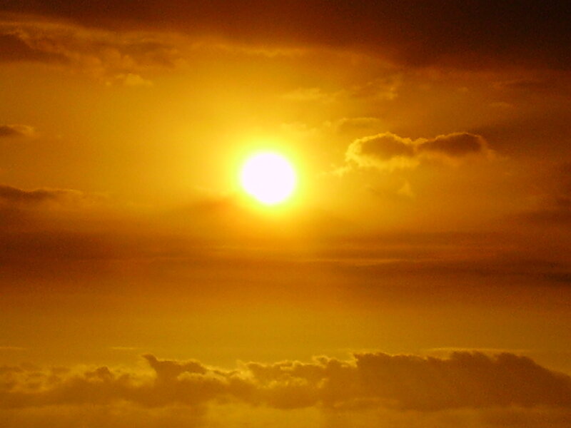 Sunset with golden sky