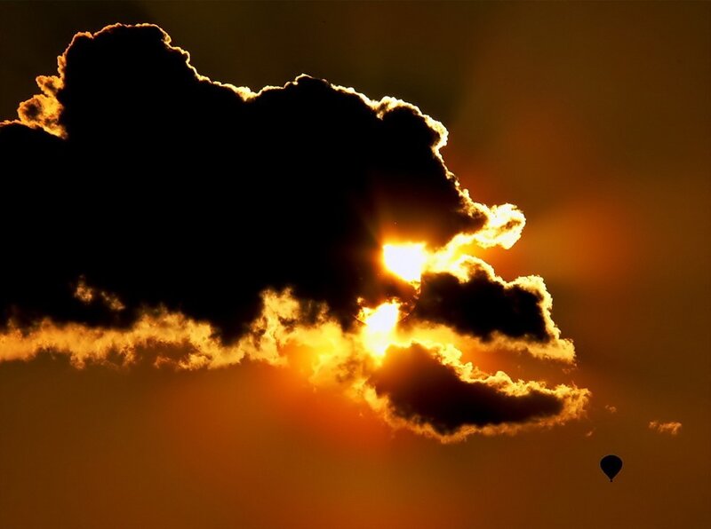 Sunset with hot air balloon