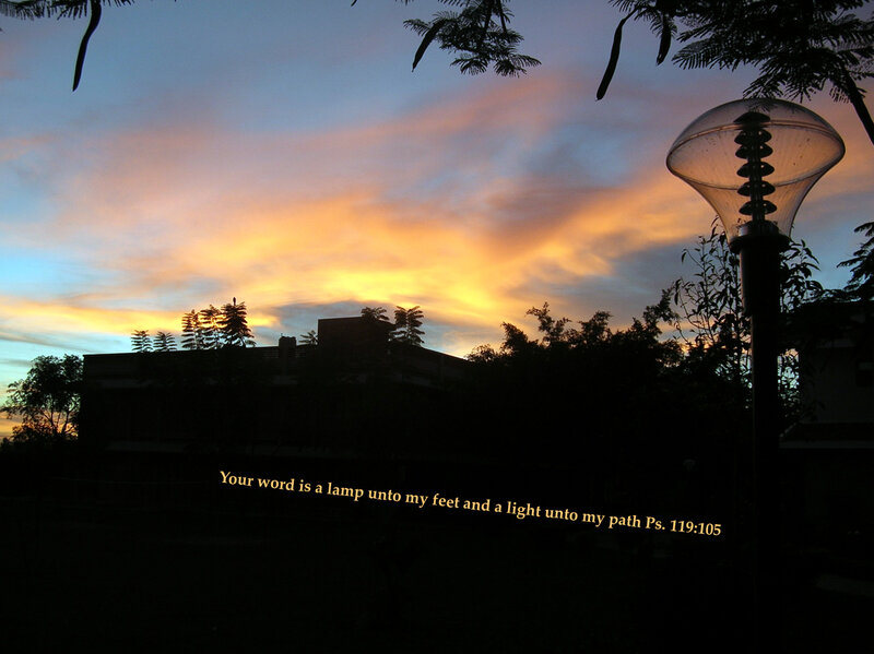 sunset with lamp post