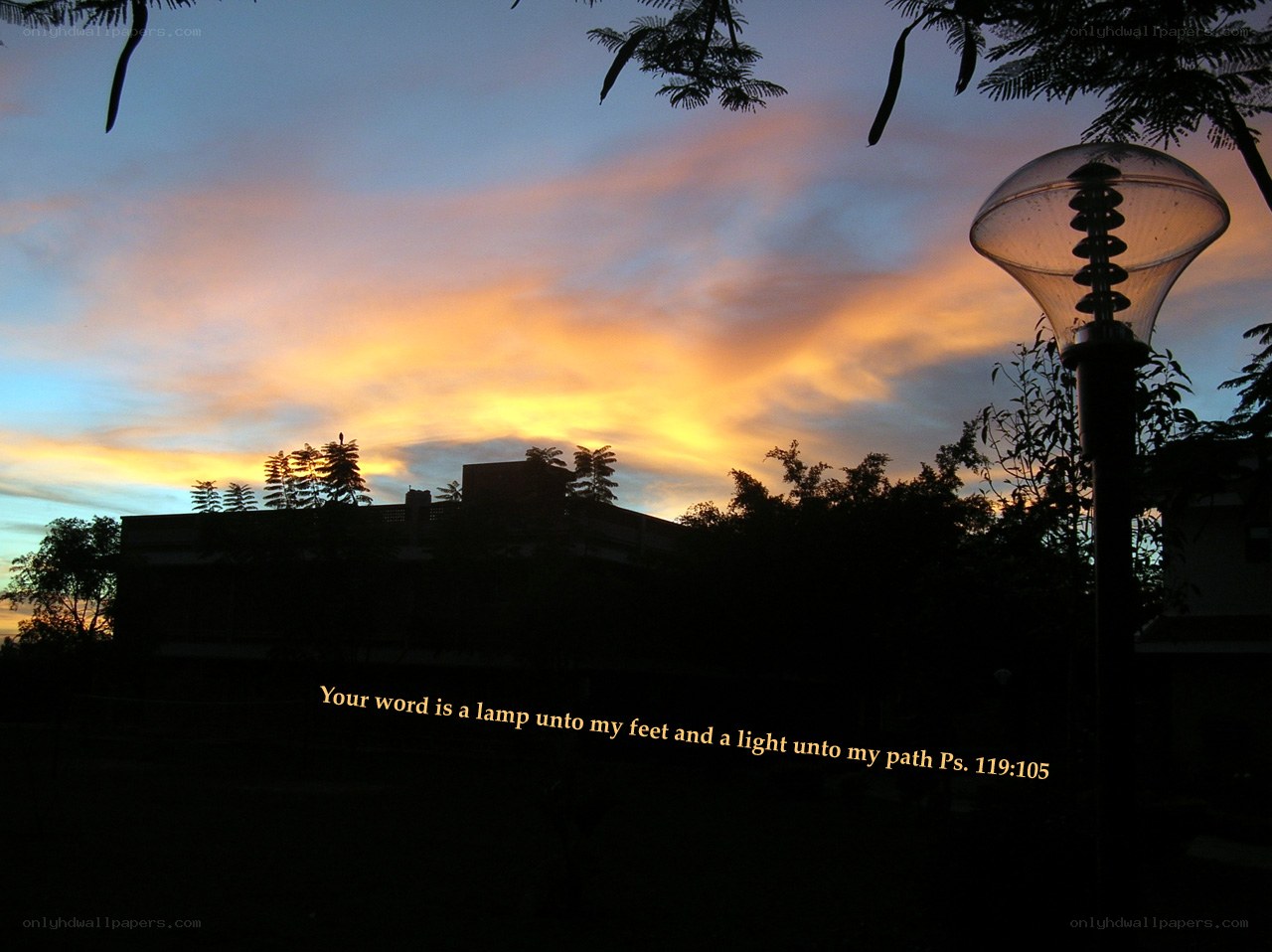 sunset with lamp post