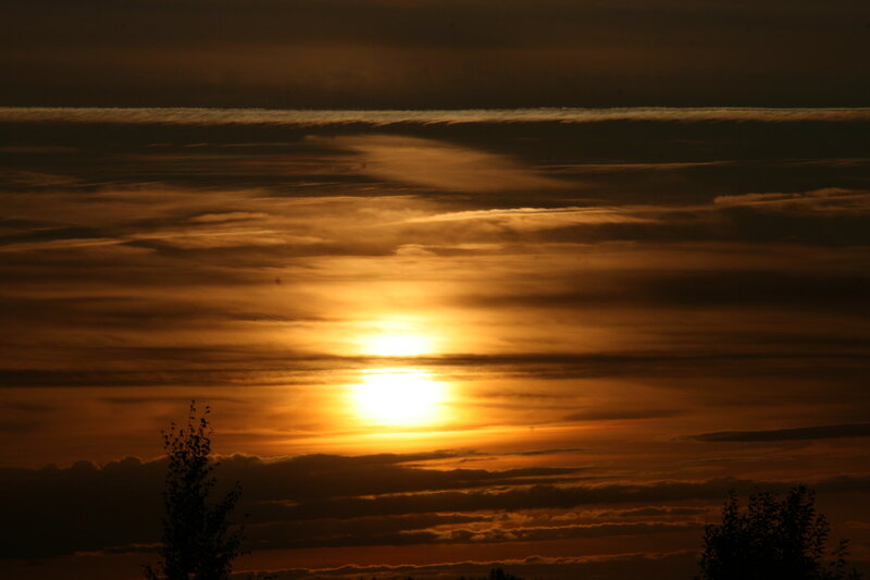 Sunset with layered clouds