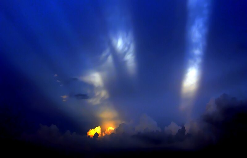 Sunset with light beams