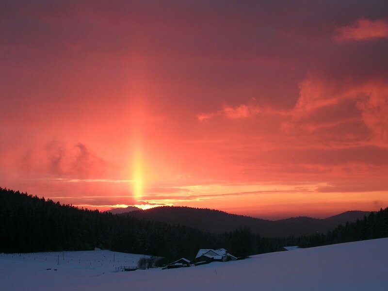 Sunset with Light Pillar