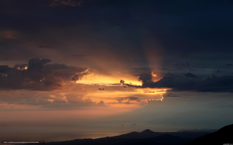 Sunset with lightning bolt