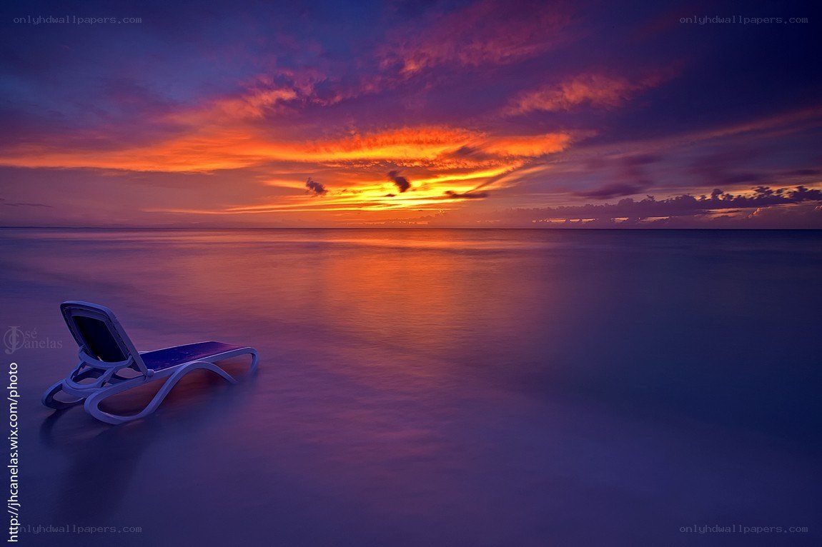 Sunset with lounge chair