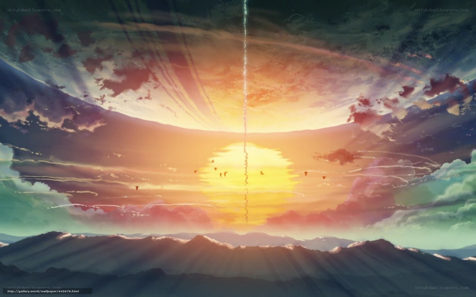 Sunset with meteor shower