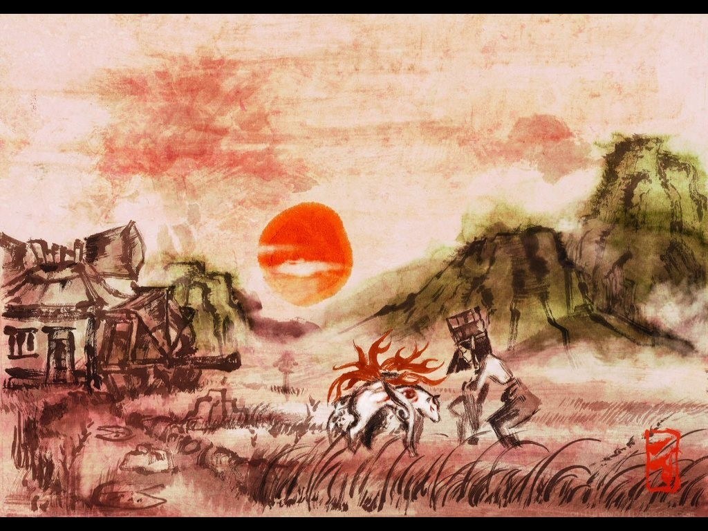 Sunset with mythical creature