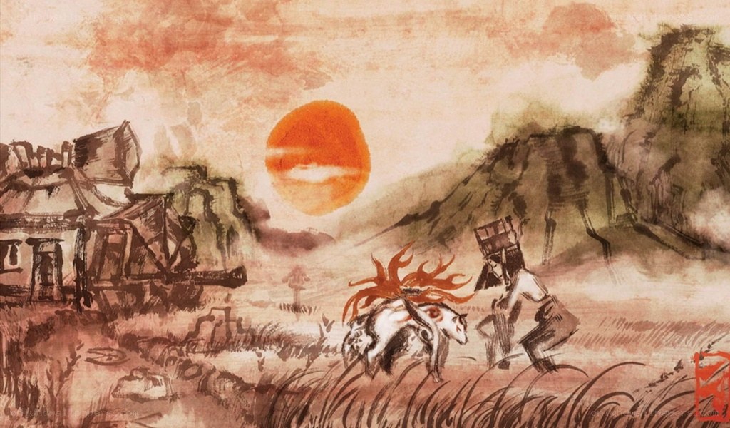 Sunset with mythical creature