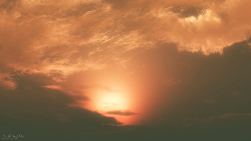 Sunset with orange clouds