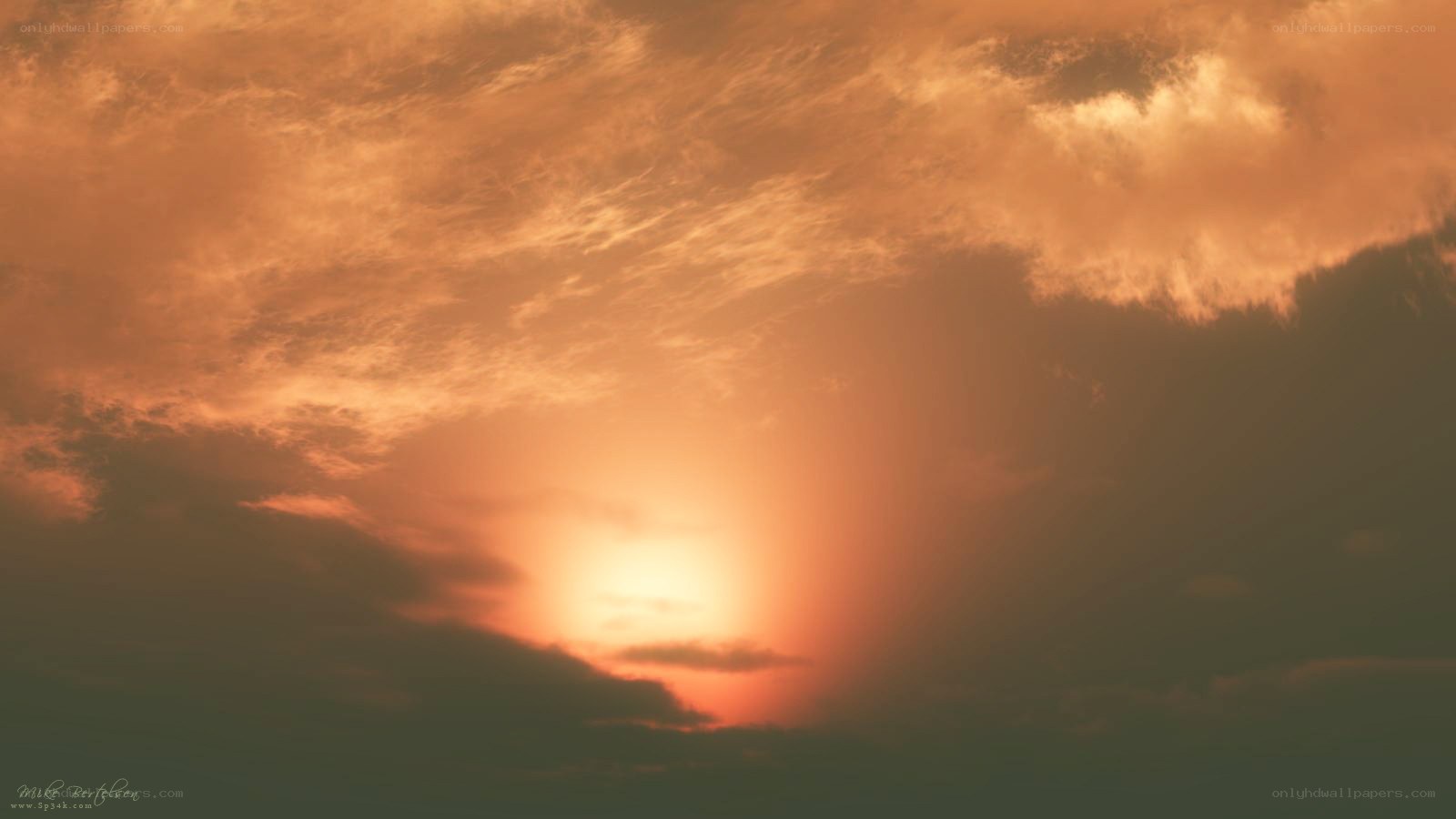 Sunset with orange clouds