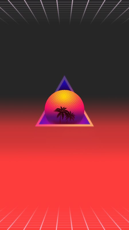 Sunset with Palm Trees — Red