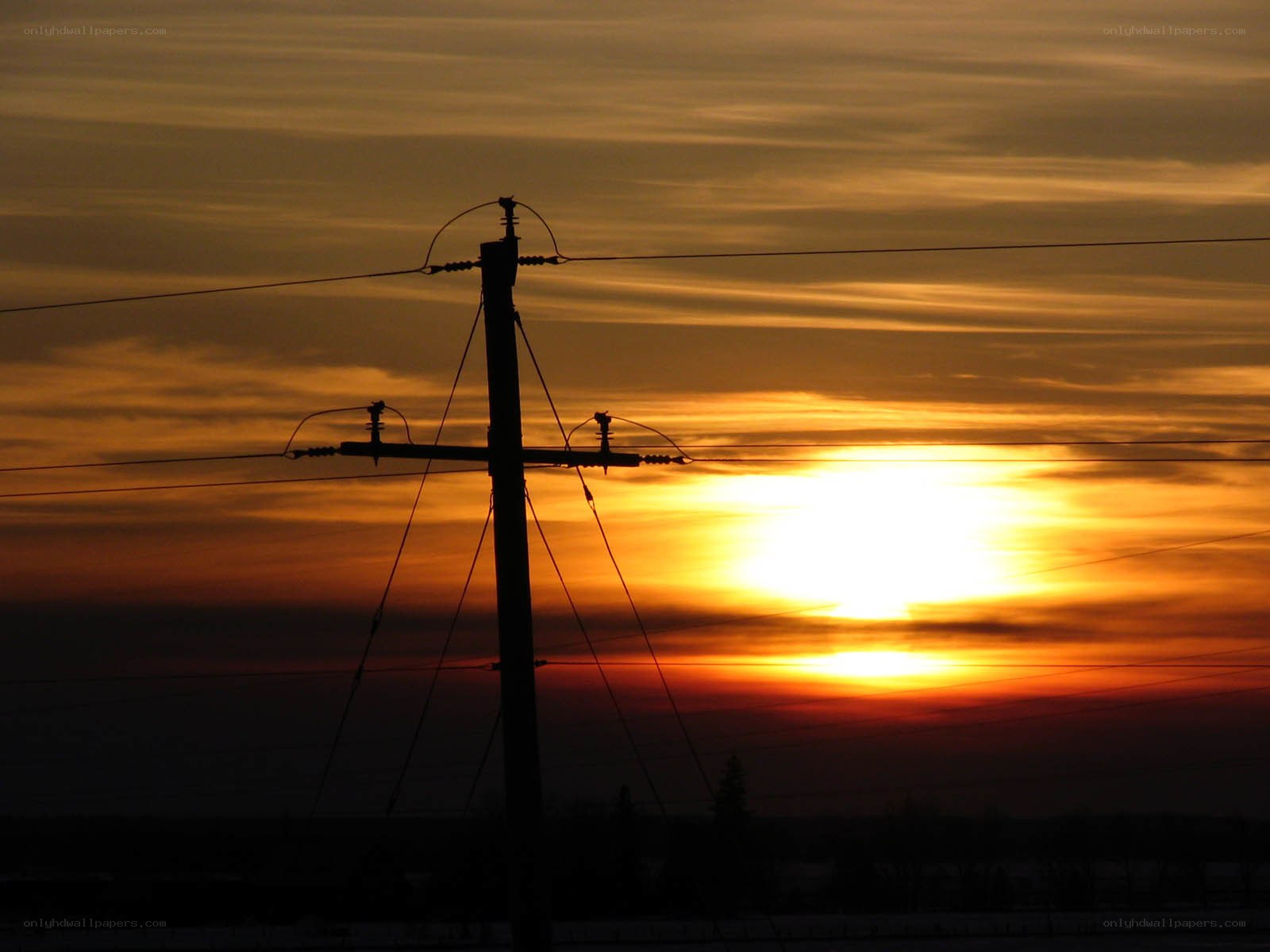Sunset with power lines