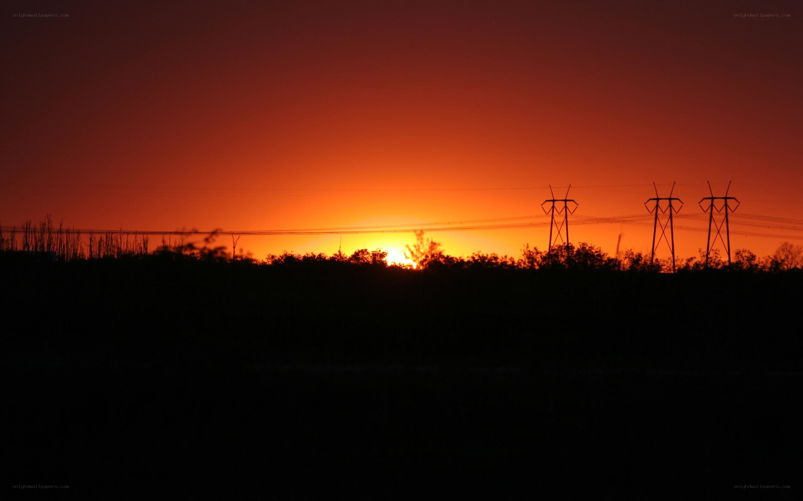 Sunset with power lines