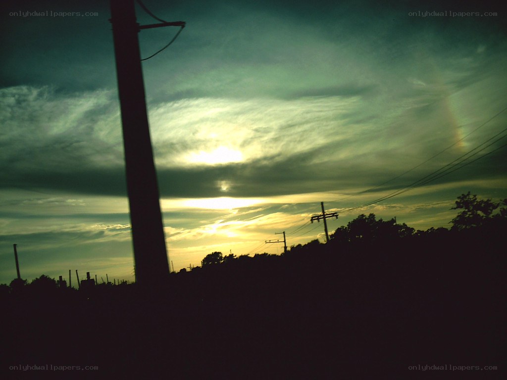 sunset with power lines