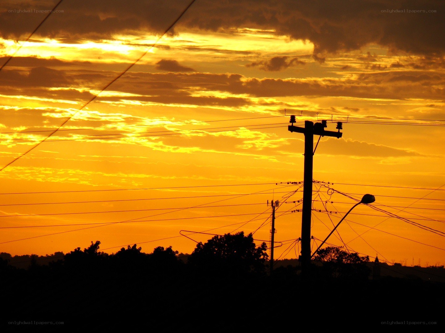 Sunset with power lines