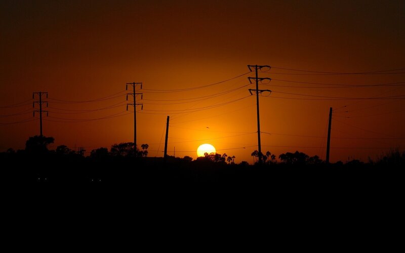 Sunset with power lines