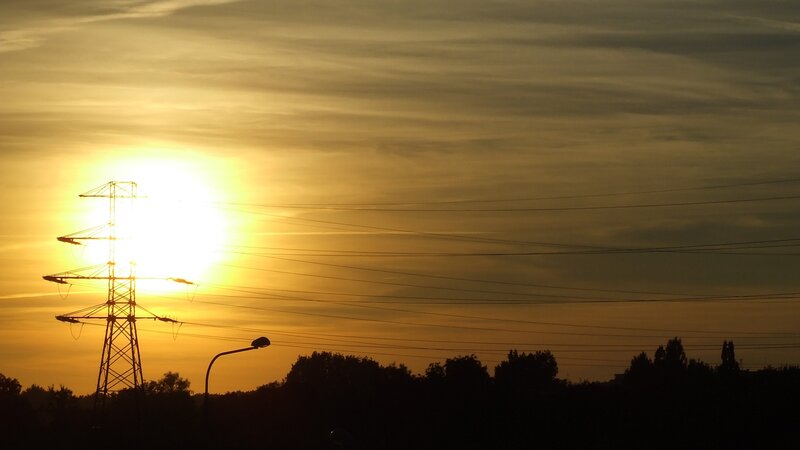 Sunset with power lines