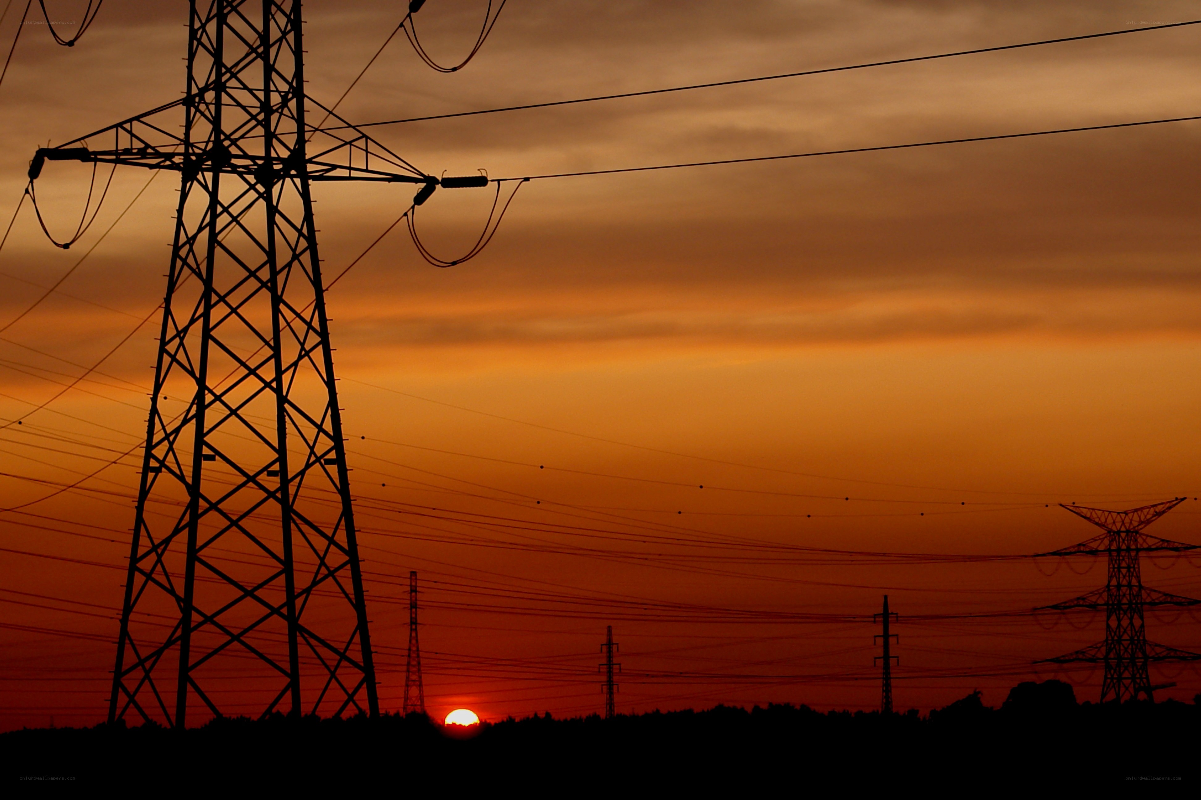 Sunset with power lines
