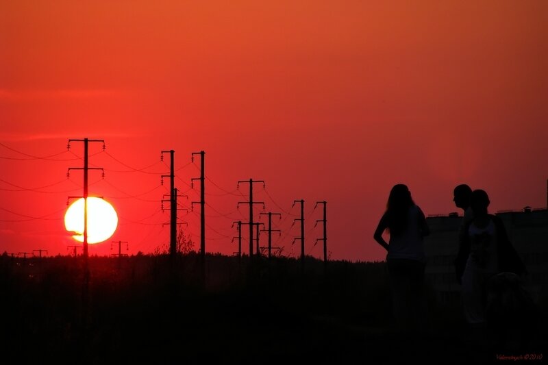 Sunset with power lines